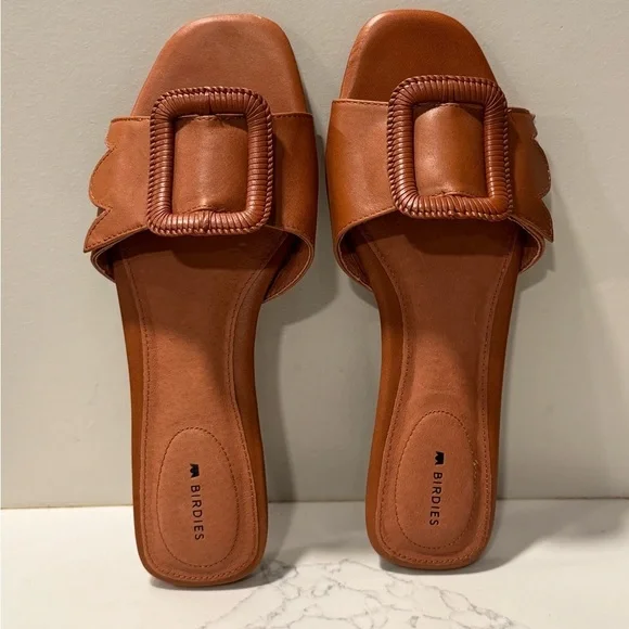 Birdies Putyin Women's Cognac Slide Sandals - Picture 2 of 9